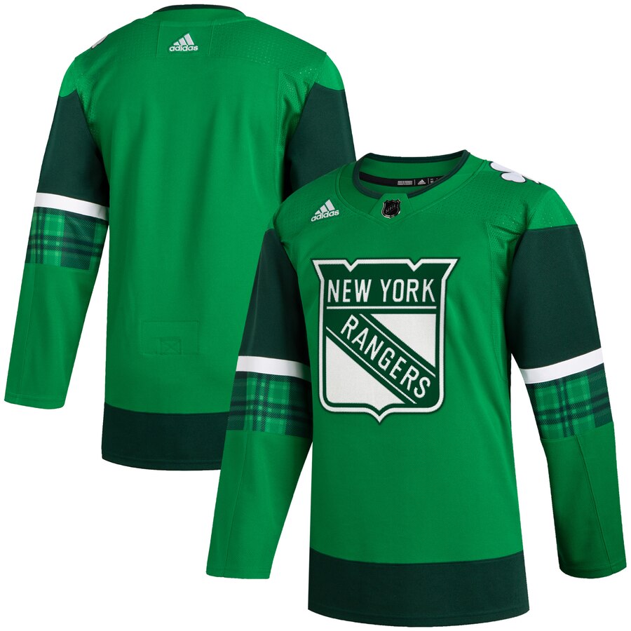 New York Rangers Blank Men Adidas 2020 St. Patrick Day Stitched NHL Jersey Green->new york rangers->NHL Jersey